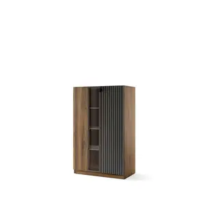 Szynaka Vitrína s LED osvětlením Radium 15 91 cm ořech Columbia/černá obraz