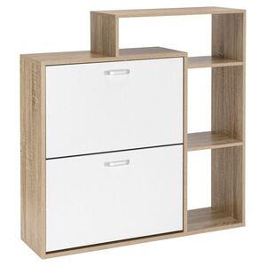 TZB Výklopný botník ZEFIR 90 cm bílý/dub sonoma obraz
