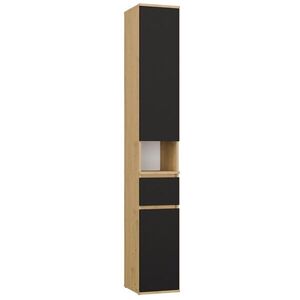 TP Living Vysoká koupelnová skříňka Lior 30 cm černá/dub Artisan obraz