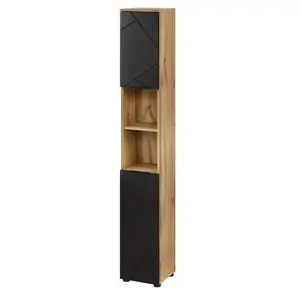 Szynaka Vysoká koupelnová skříňka Mazi 70 30 cm dub Wotan/černá obraz