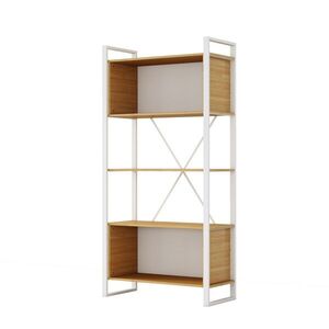 Vysoký kancelářský regál Houseland Nuvia Stack 90 cm dub/bílý obraz