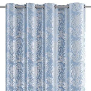 Restilo Závěs AmeliaHome Velvet Silver Leaves s průchodkami 140x245 cm modrý, velikost 140x245 obraz