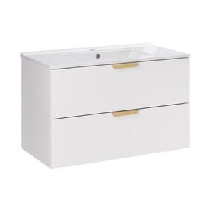 Comad Závěsná koupelnová skříňka Aster Lava se zápustným umyvadlem 80 cm bílá obraz
