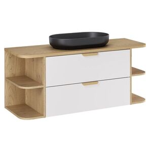 Comad Závěsná koupelnová skříňka Aster River s umyvadlem 120 cm dub cremona/bílá obraz