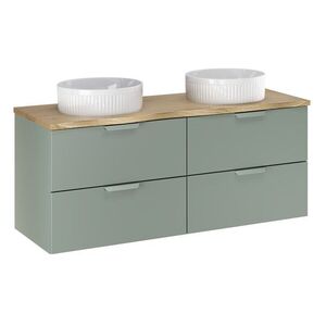 Comad Závěsná skříňka Aster Nature Beyond s deskou a umyvadly 120 cm zelená/dub cremona obraz