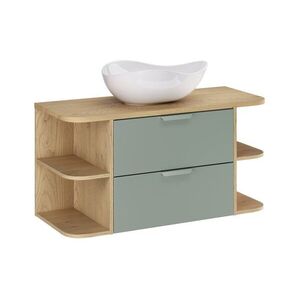 Comad Závěsná skříňka Aster Ovalia Cloud s umyvadlem 100 cm dub cremona/zelená obraz