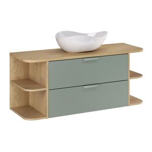 Comad Závěsná skříňka Aster Ovalia Cloud s umyvadlem 120 cm dub cremona/zelená obraz