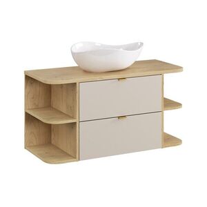 Comad Závěsná skříňka Dalia Cashmere Ovalia s deskou a umyvadlem 100 cm kašmírová/dub cremona obraz
