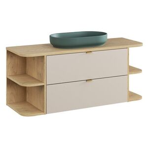 Comad Závěsná skříňka Dalia Cashmere River s deskou a umyvadlem 120 cm kašmírová/dub cremona obraz