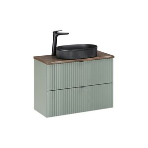 Comad Závěsná skříňka Line Reed Green Beyond s deskou a umyvadlem 80 cm zelená/dub casella obraz