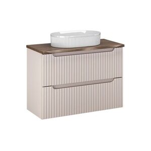 Comad Závěsná skříňka Nova Cashmere Beyond I s deskou a umyvadlem 80 cm kašmírová/dub casella obraz