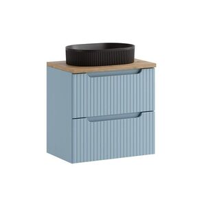 Comad Závěsná skříňka Nova Denim s deskou a umyvadlem 60 cm modrá/dub coast evoke obraz