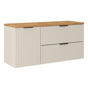 Comad Závěsná skříňka pod umyvadlo Adele Cashmere s deskou a košem na prádlo 120 cm kašmírová/dub wotan obraz
