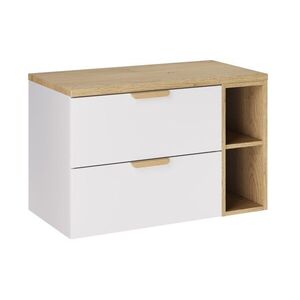 Comad Závěsná skříňka pod umyvadlo Aster Nordic s deskou a regálem 80 cm bílá/dub cremona obraz