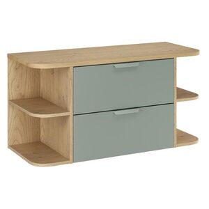 Comad Závěsná skříňka pod umyvadlo Aster Ovalia s deskou 100 cm dub cremona/zelená obraz