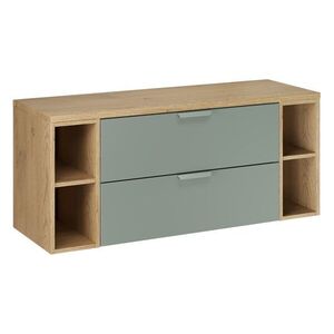 Comad Závěsná skříňka pod umyvadlo Aster s deskou a regály 120 cm zelená/dub cremona obraz