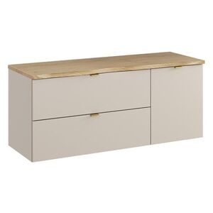 Comad Závěsná skříňka pod umyvadlo Dalia Cashmere Nature s deskou a košem na prádlo 120 cm béžová/dub cremona obraz