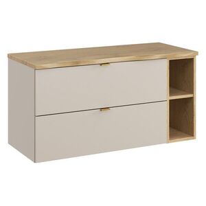 Comad Závěsná skříňka pod umyvadlo Dalia Cashmere Nature s deskou a regálem 100 cm kašmír/dub cremona obraz
