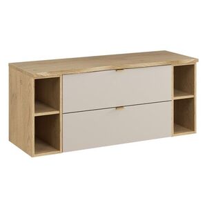 Comad Závěsná skříňka pod umyvadlo Dalia Cashmere Nature s deskou a regály 120 cm dub cremona/kašmírová obraz