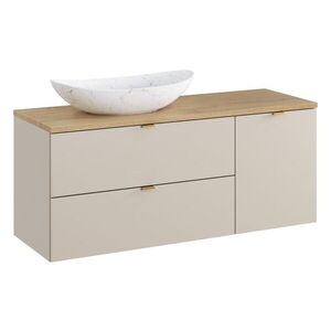Comad Závěsná skříňka pod umyvadlo Dalia Cashmere Nordic Lena s deskou, košem na prádlo a umyvadlem 120 cm béžová/dub cremona obraz