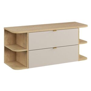 Comad Závěsná skříňka pod umyvadlo Dalia Cashmere Ovalia s deskou 120 cm kašmírová/dub cremona obraz