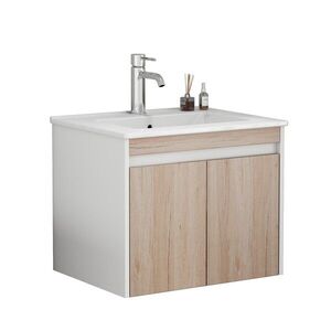 Závěsná skříňka pod umyvadlo Houseland Morvia 60 cm dub/bílá obraz