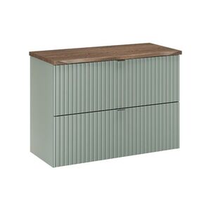 Comad Závěsná skříňka pod umyvadlo Line Reed Green s deskou 80 cm zelená/dub casella obraz