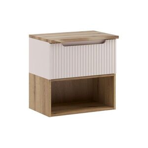 Comad Závěsná skříňka pod umyvadlo Nova Cashmere Nature s deskou a regálem 60 cm kašmírová/dub coast evoke obraz