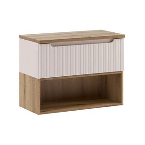 Comad Závěsná skříňka pod umyvadlo Nova Cashmere s deskou a regálem 80 cm kašmírová/dub coast evoke obraz