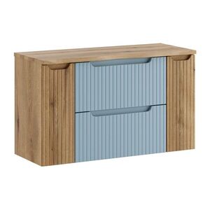 Comad Závěsná skříňka pod umyvadlo Nova Denim s deskou 100 cm modrá/dub coast evoke obraz