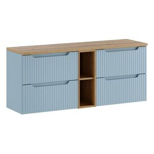Comad Závěsná skříňka pod umyvadlo Nova Denim s deskou a skříňkami 140 cm modrá/dub coast evoke obraz