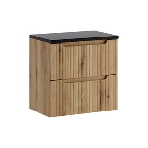 Comad Závěsná skříňka pod umyvadlo Nova s deskou 60 cm dub coast evoke/černá obraz