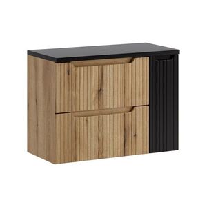 Comad Závěsná skříňka pod umyvadlo Nova s deskou 80 cm dub coast evoke/černá obraz