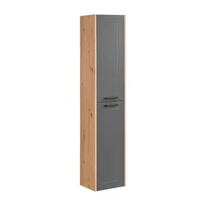 Szynaka Závěsná vysoká koupelnová skříňka Sintra 800 35 cm dub Artisan/grafit obraz