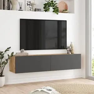 Závěsný televizní stolek Houseland Farfallo borovice Atlantic/antracitově šedý obraz