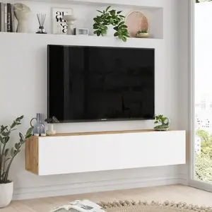 Závěsný televizní stolek Houseland Farfallo borovice Atlantic/bílý obraz
