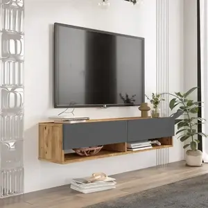 Závěsný televizní stolek Houseland Felicia borovice Atlantic/antracitově šedý obraz