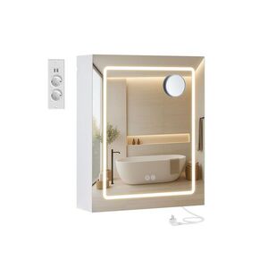 SONGMICS Zrcadlová skříňka s LED osvětlením a nabíjecí stanicí Bjorn 50 cm bílá obraz