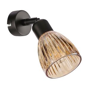 AMCOS lampa kinkiet 1x40W E14 czarny klosz bursztynowy obraz