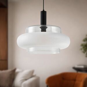 BRIZI lampa wisząca czarny 1x40W E27 klosz bezbarwny+mrożony obraz