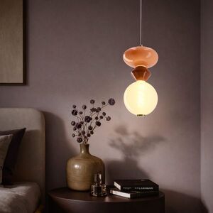 FLORES lampa wisząca mosiężny+brązowy+pomarańczowy 10W LED 3000K klosz biały obraz