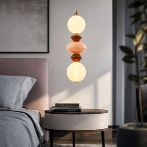 FLORES lampa wisząca mosiężny+brązowy+pomarańczowy 15W LED 3000K klosz biały obraz