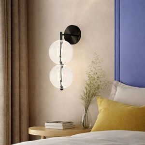 PLAYA lampa kinkiet czarny 10W LED 3000K klosz kula bezbarwny obraz
