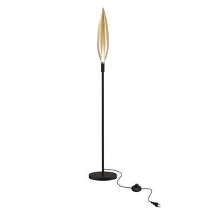 Lampa podłogowa Nordic szklana z bursztynowym kloszem czarna metalowa stojąca obraz