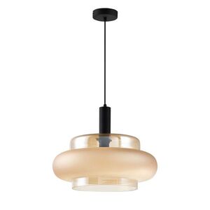 Lampa wisząca Brizi szklana pojedyncza bursztynowy klosz do jadalni obraz