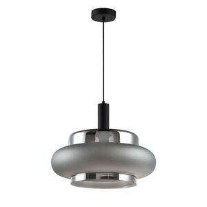Lampa wisząca Brizi szklana czarna z dymionym kloszem do jadalni nad stół obraz