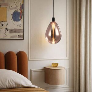 Lampa wisząca Denso 20 szklana czarna z kloszem miedzianym nad stół obraz