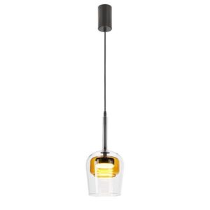 Lampa wisząca Glaxi szklana podwójny klosz transparentny i żółty GX53 obraz