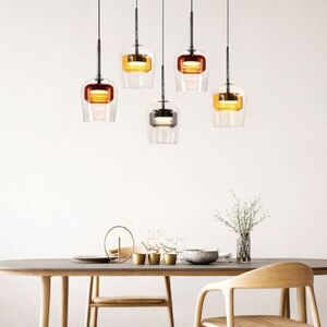 Lampa wisząca Glaxi szklane kolorowe klosze 5xGX53 nad stół do salonu i jadalni obraz