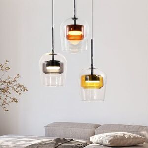 Lampa wisząca Glaxi szklane klosze kolorowe potrójna nad stół 3xGX53 obraz